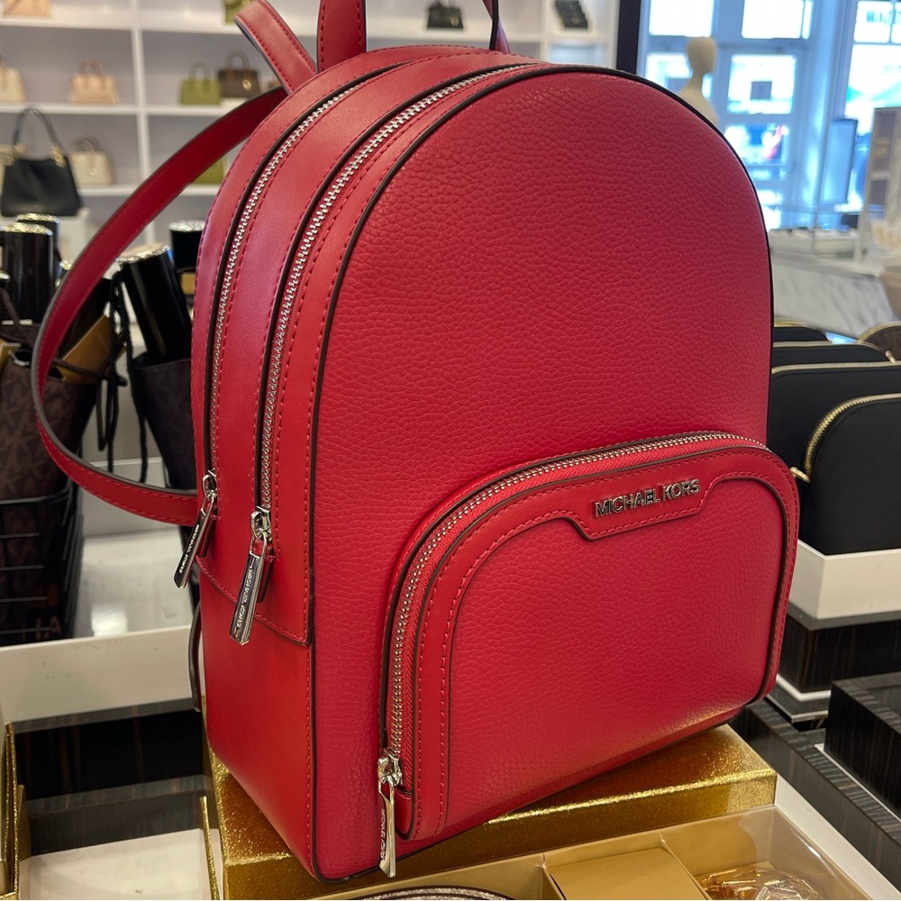 MICHAEL KORS Jaycee Md Zip Pocket Pebbled Leather Backpack
Dark Raspberry 
NWT - Picture 2 of 16
